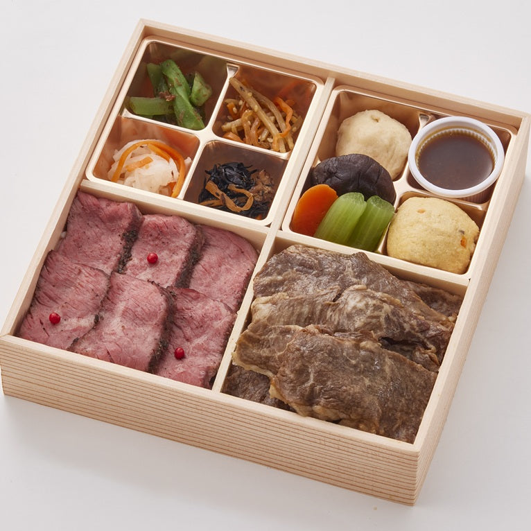 【割烹弁当 悠膳】黒毛和牛すき焼きとステーキ御膳